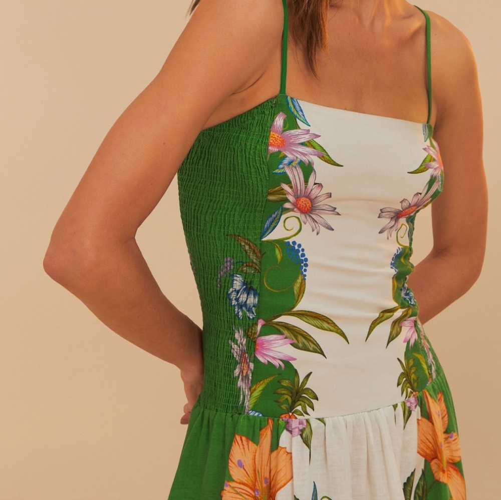 Farm Rio off-white sweet bloom dreamscape midi dress - Picture 2 of 13